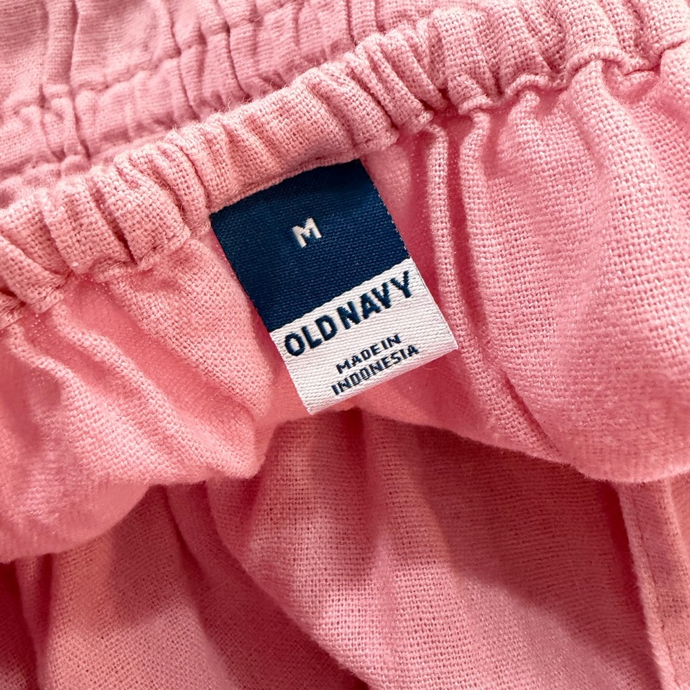 NWT Old Navy Linen Blend Gathered Smocked Sleeveless Baby Pink Jumpsuit - Picture 11 of 13